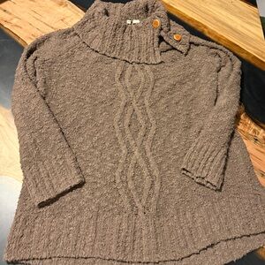 Anthro Moth Chunky Bouclé Button Cowl Neck Sweater – Brown – Size L